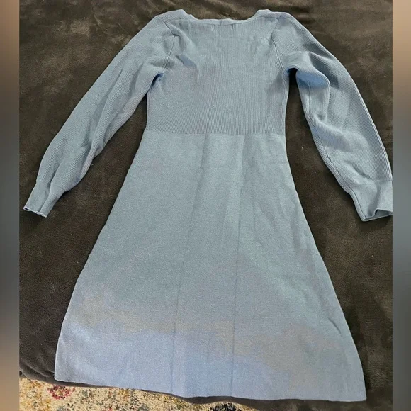Baby blue long sleeve sweater dress - Picture 2 of 3